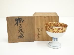 九谷焼　須田菁華造　獅子紋高盃（共箱）